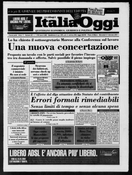 Italia oggi : quotidiano di economia finanza e politica